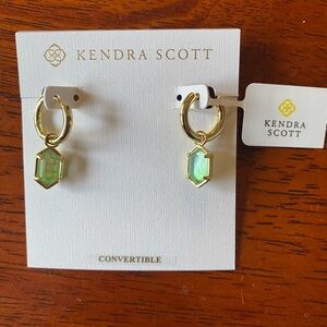 Kendra Scott Gold and Iridescent Green Earrings